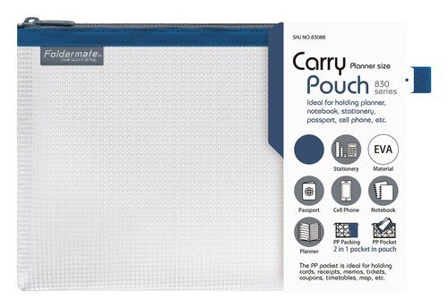 Torebka na zamek Mesh EVA, 24cm x 17cm NIEBIESKA