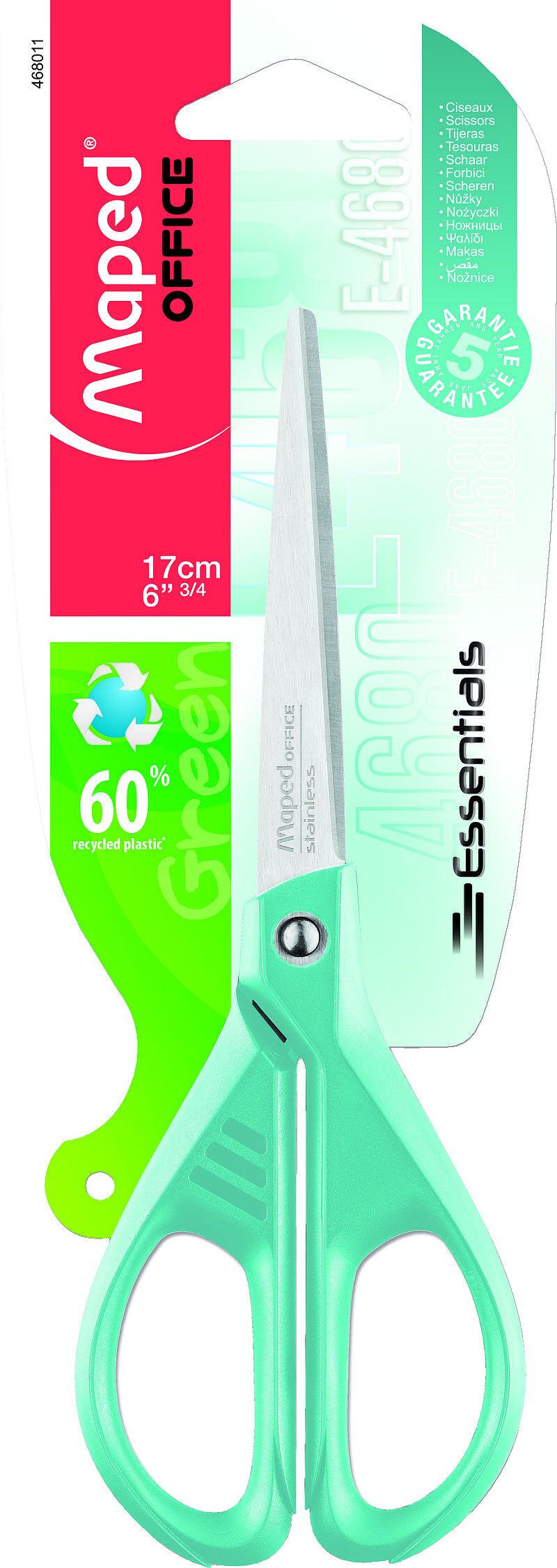 Nożyczki ekologiczne maped essentials green pastel 17 cm blister