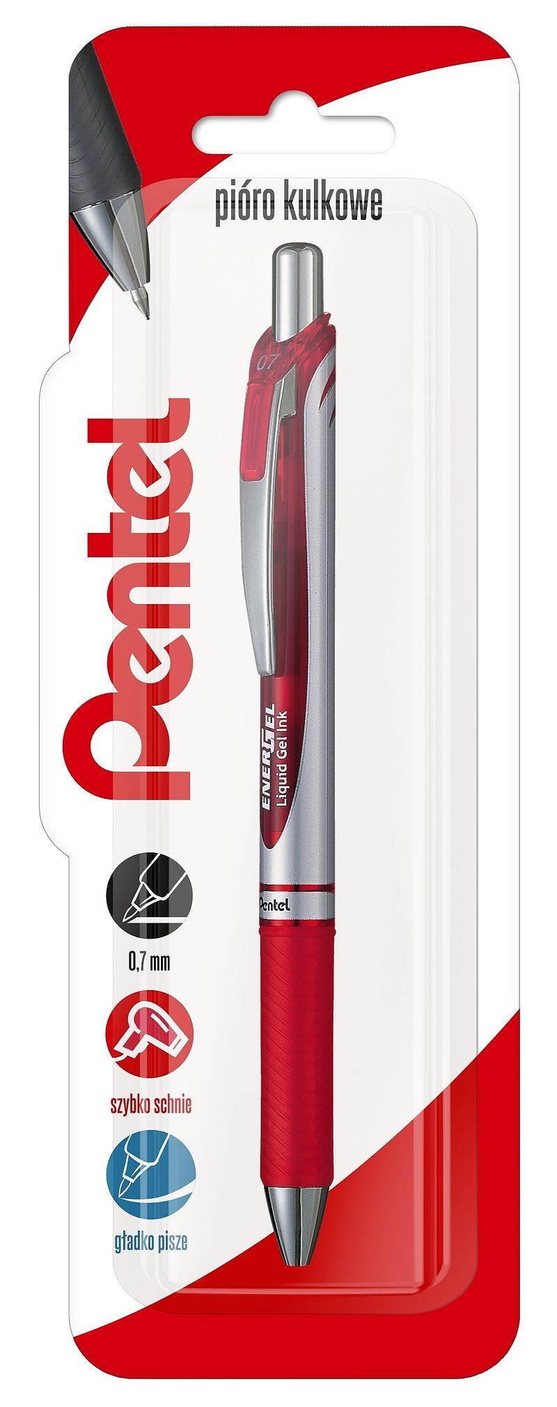 Pióro kulkowe 0,7 mm energel bl77 czerwone 1 szt