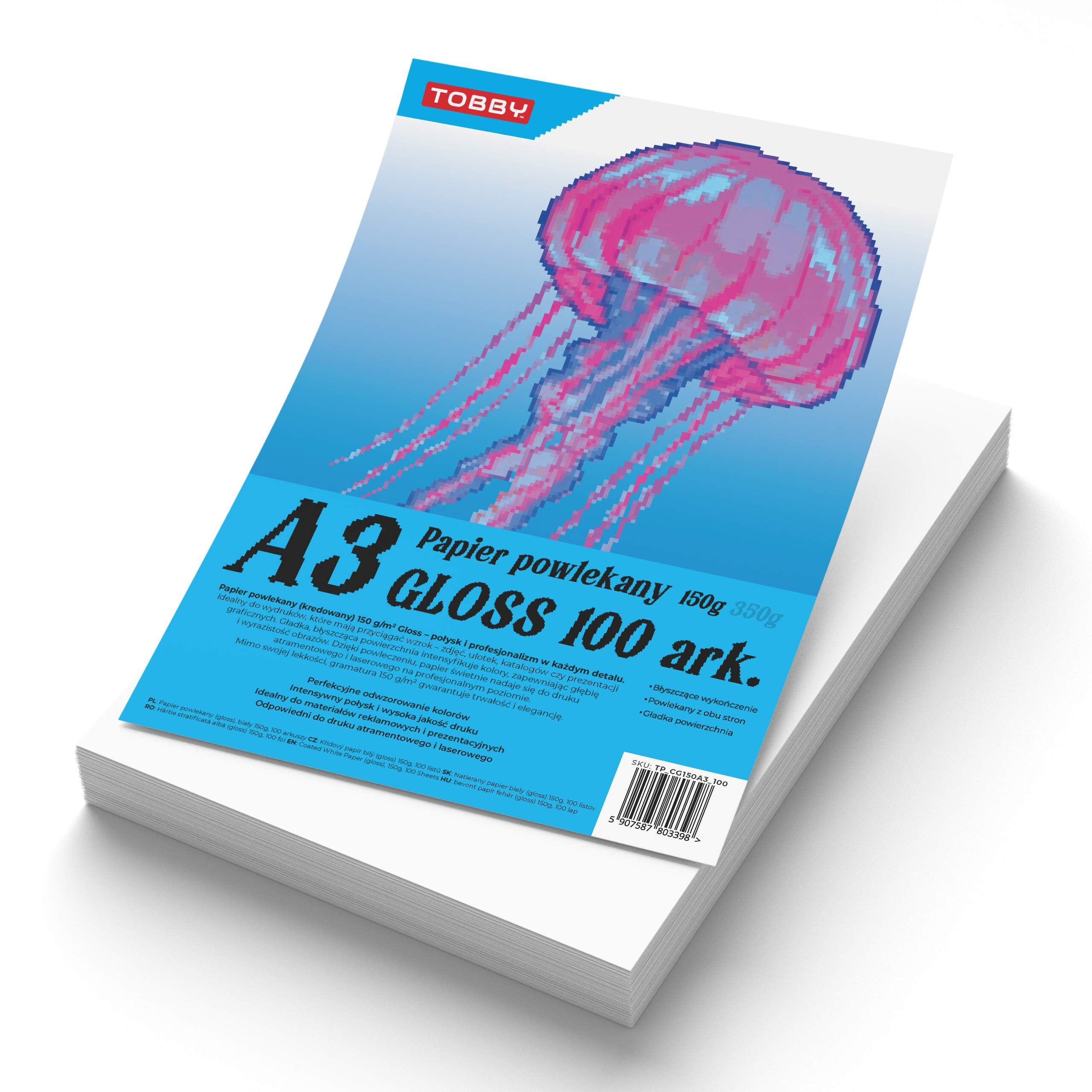 Papier A3 powlekany kredowany gloss 100 ark.150g