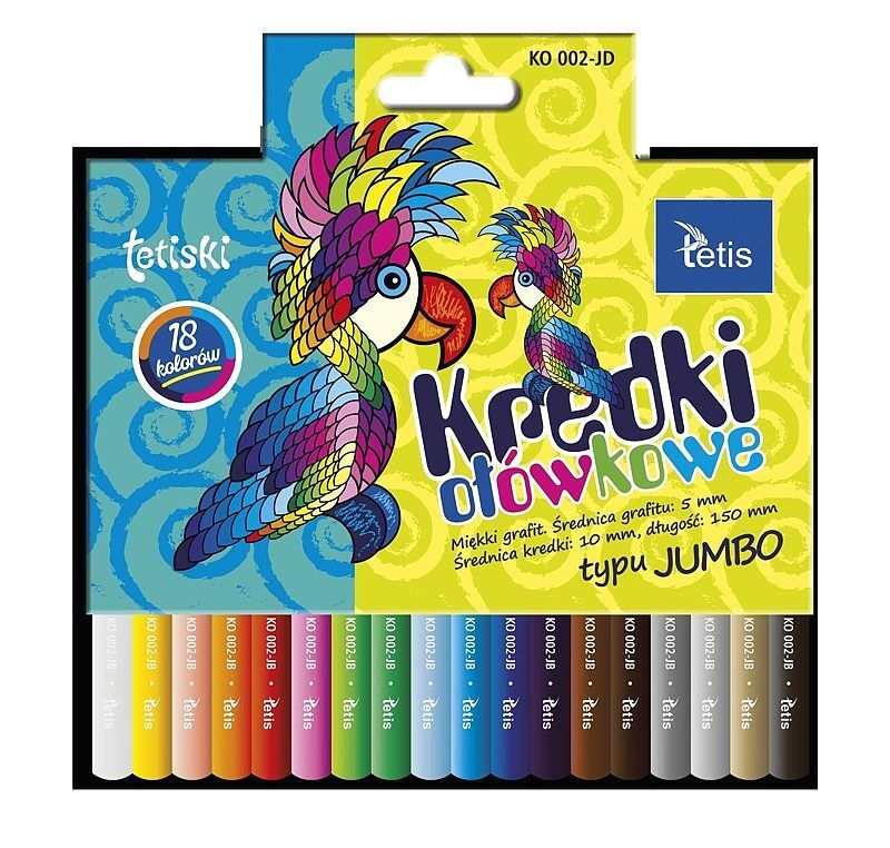 Kredki ołówkowe tetis okrągłe jumbo 18 kolorów