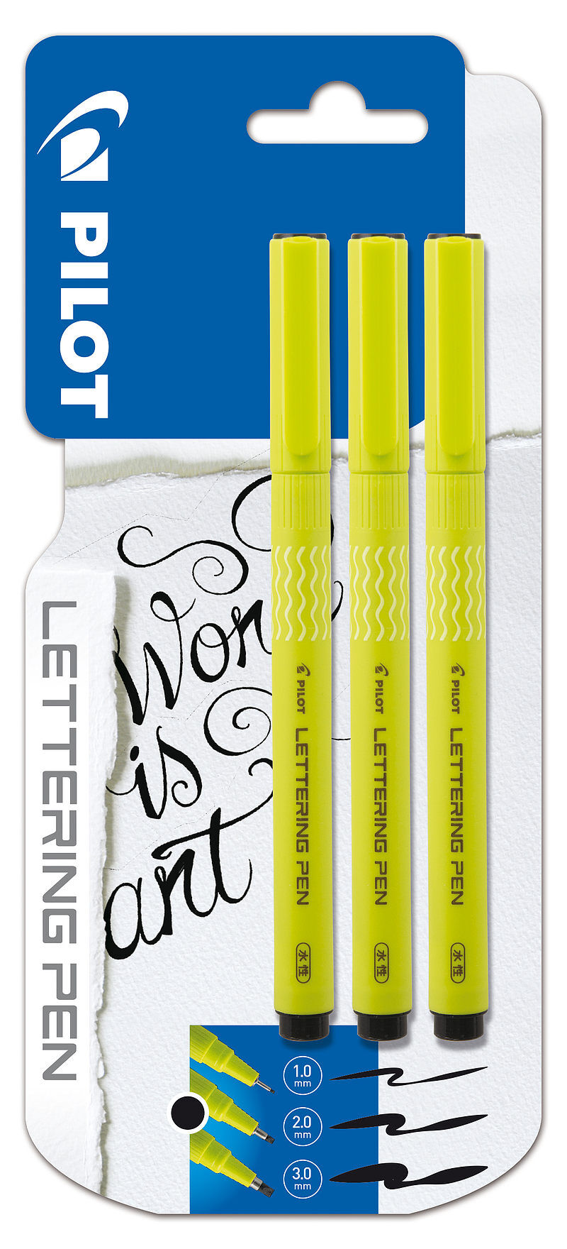 Marker do kaligrafii pilot lettering pen 1mm/2mm/3mm x3 blister