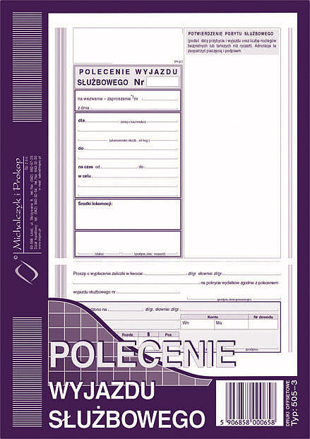 Polecenie wyjazdu służbowego a5