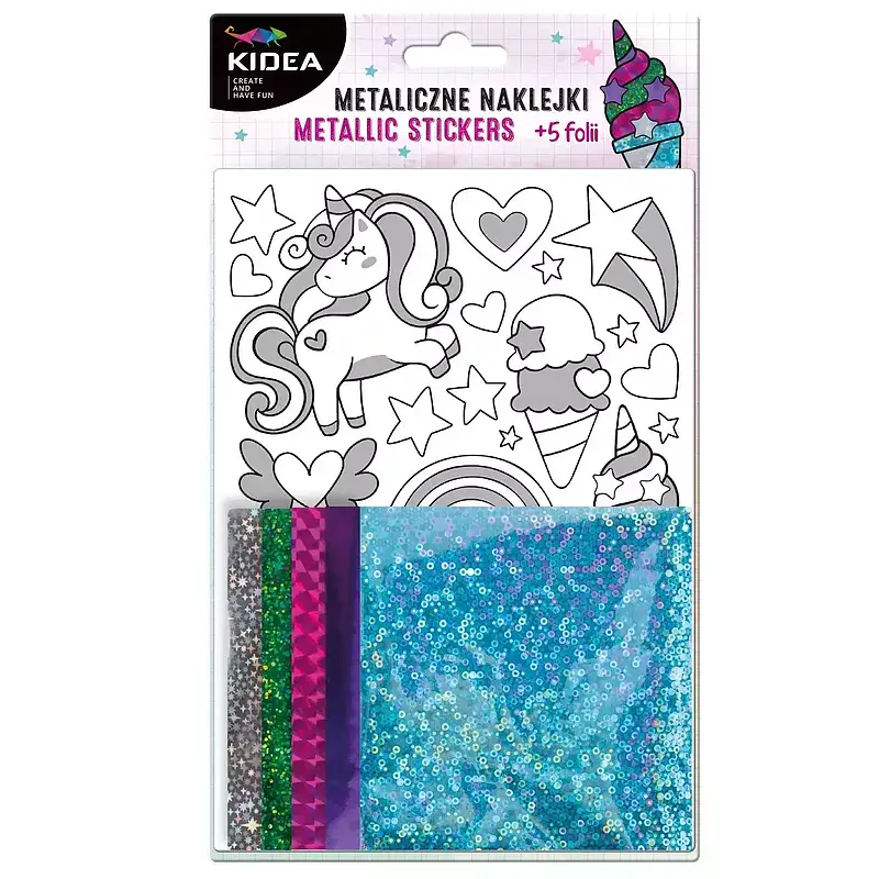 Metaliczne naklejki zestaw kreatywny unicorn