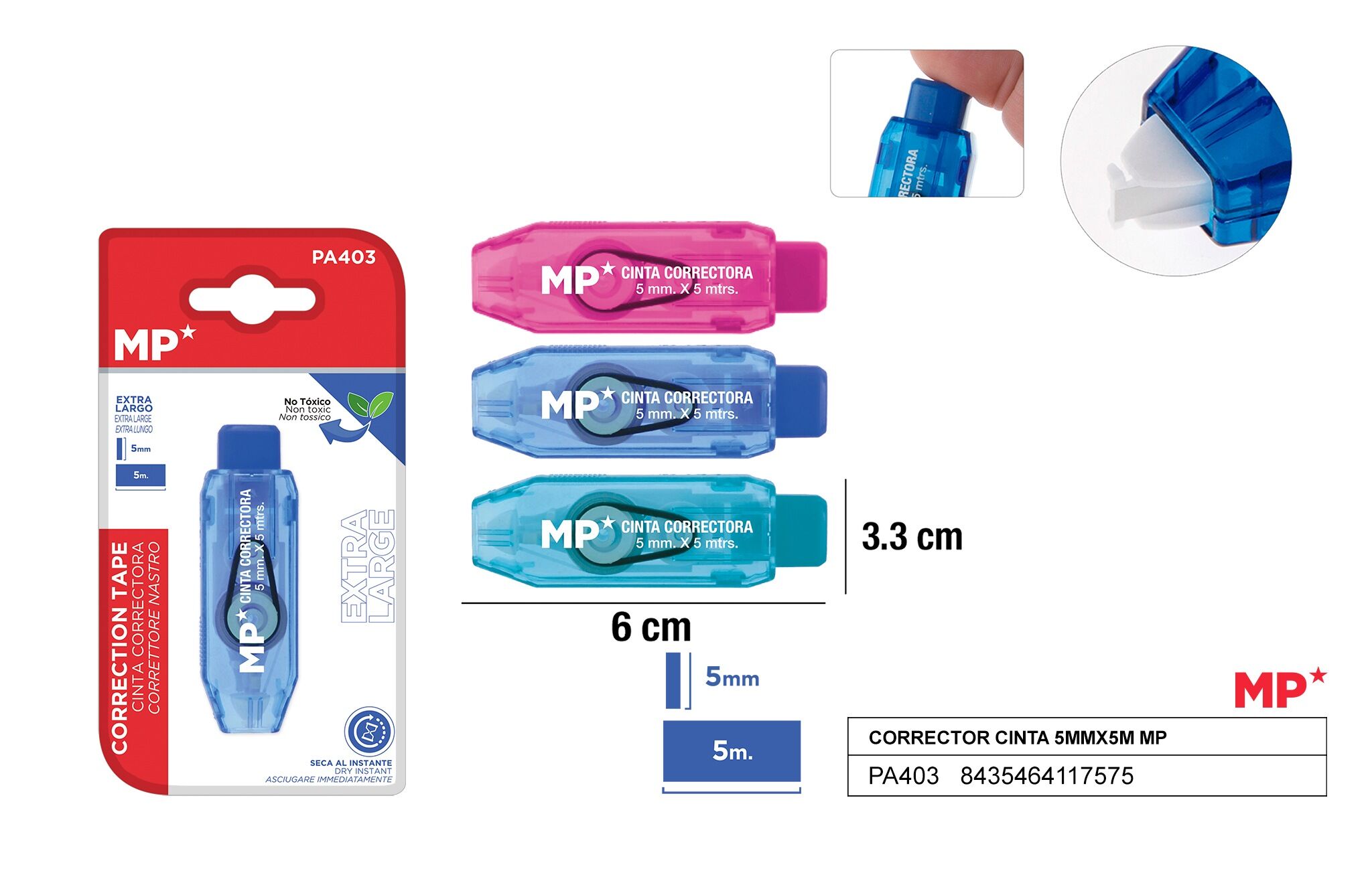 Korektor w taśmie 5mmx5m MP 1szt.mix