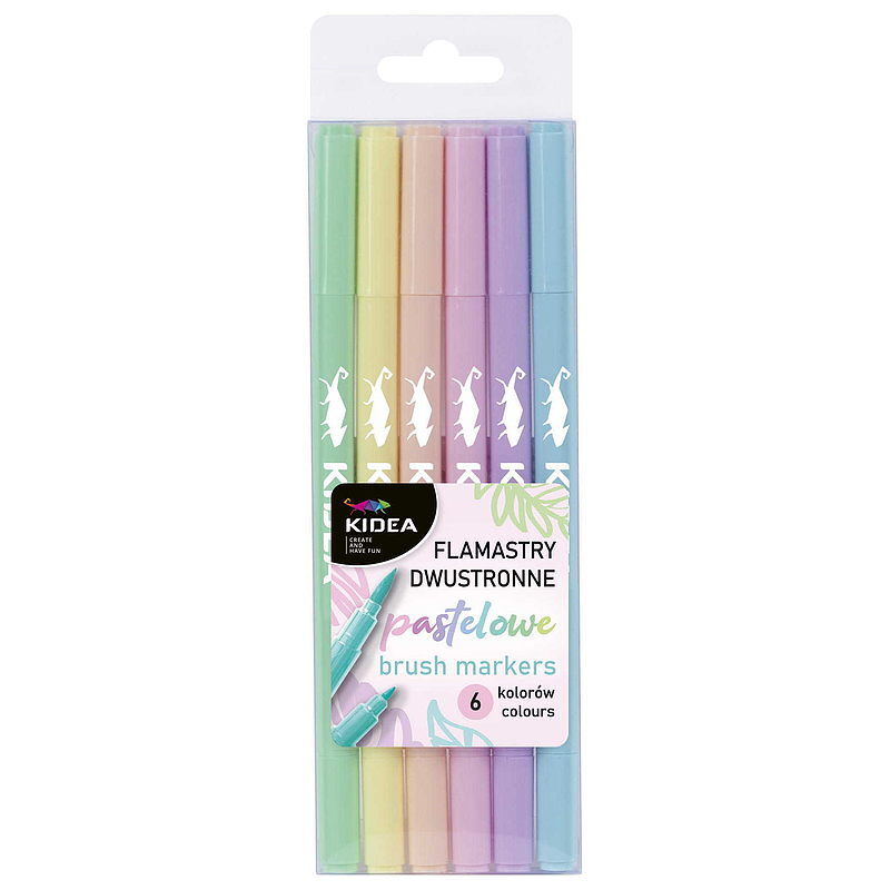 Flamastry dwustronne pastelowe b brush kidea 6 kolorów