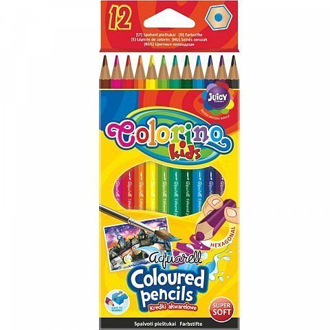 Kredki colorino kids akwarelowe 12 kolorów pędzelek
