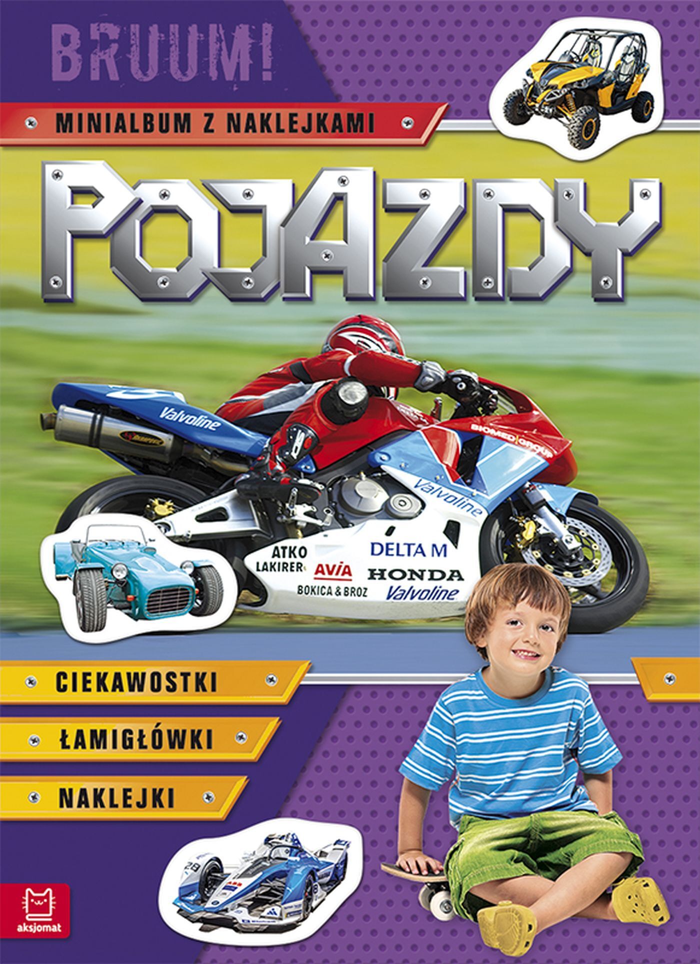 Pojazdy. Bruum! Minialbum z naklejkami (fioletowe)