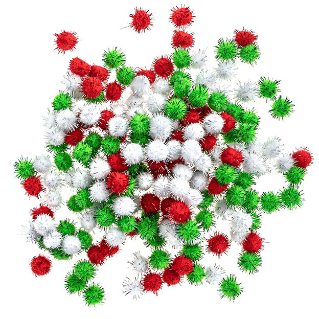 Pompony poliestrowe metalizowane 15mm mix kolorów 200szt.
