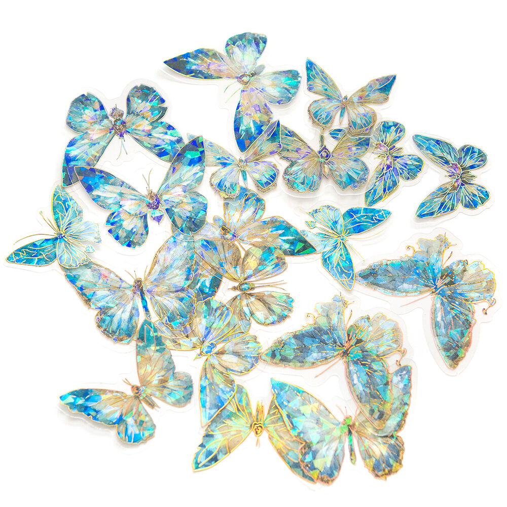 Naklejki Pet Połyskujące Motyle Blue Stardust 20 szt.