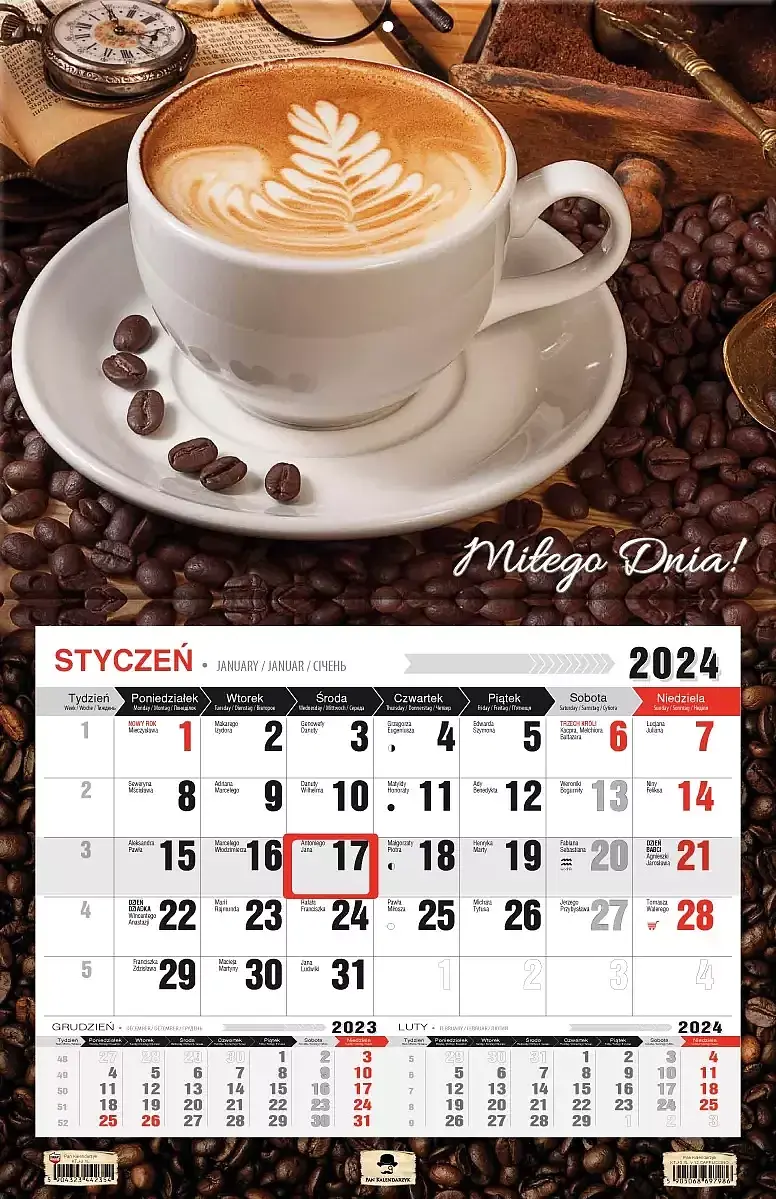 Kalendarz 2024 jednodzielny cappuccino ktj3xl-v. 12