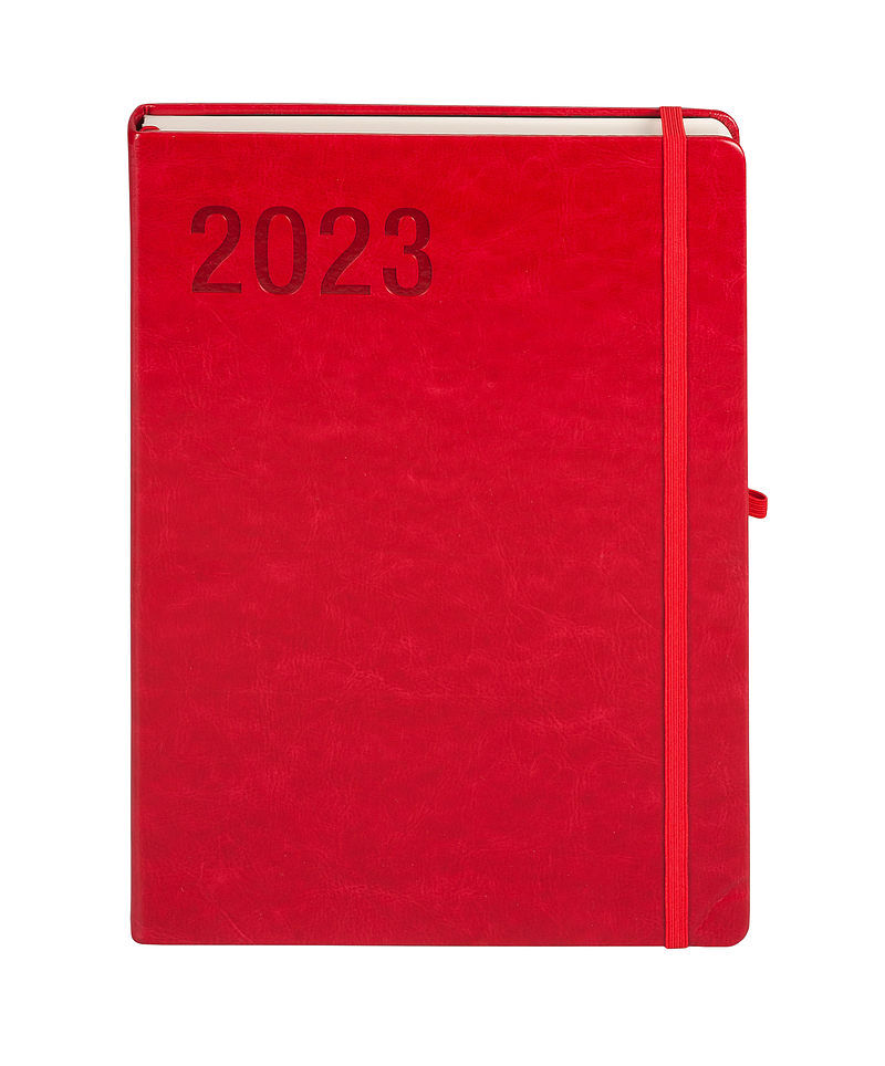 Kalendarz 2023 formalizm a4 czerwony dns