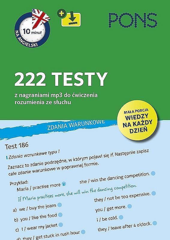 10 minut na angielski 222 testy z nagraniami mp3 do ćwiczenia rozumienia ze słuchu a1/a2 wyd. 2 pons
