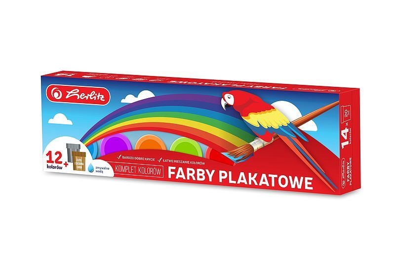 Farby plakatowe herlitz premium 14 kolorów złota srebrna