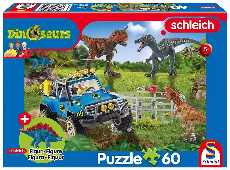 Puzzle 60 schleich dinozaury + figurka 112296
