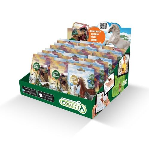 Collecta AR Mix Dinozaurów i Koni w saszetkach Display 24 sztuki