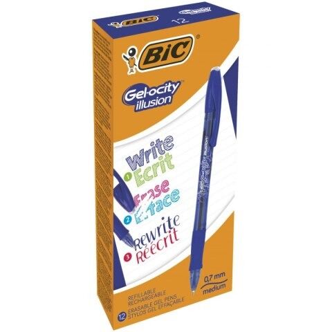 Paczka Długopis BIC wymazywalny niebieski Illusion 12szt.