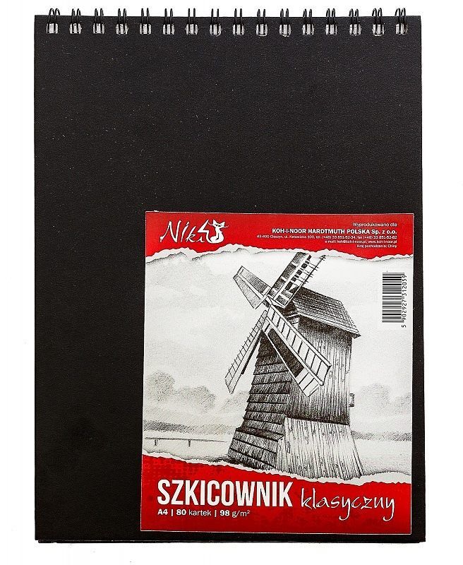 Szkicownik koh-i-noor klasyczny a4 98g 80 kartek spirala po krótkim boku