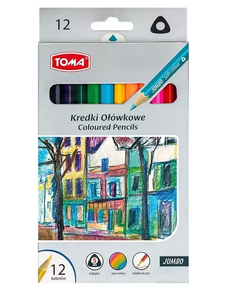 Kredki ołówkowe trójkątne jumbo 12 kolorów