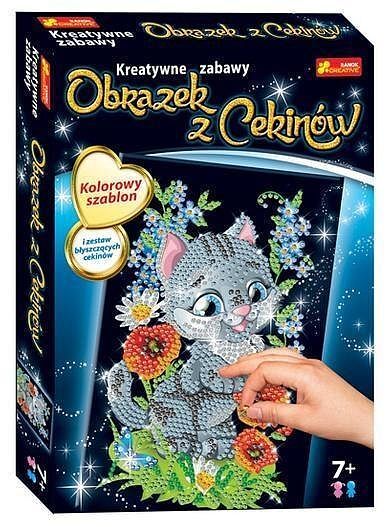 Cekinowy obrazek kotek