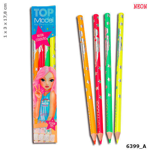 Zestaw kredek neon top model (4 sztuki) szkoła rysowania 6399a