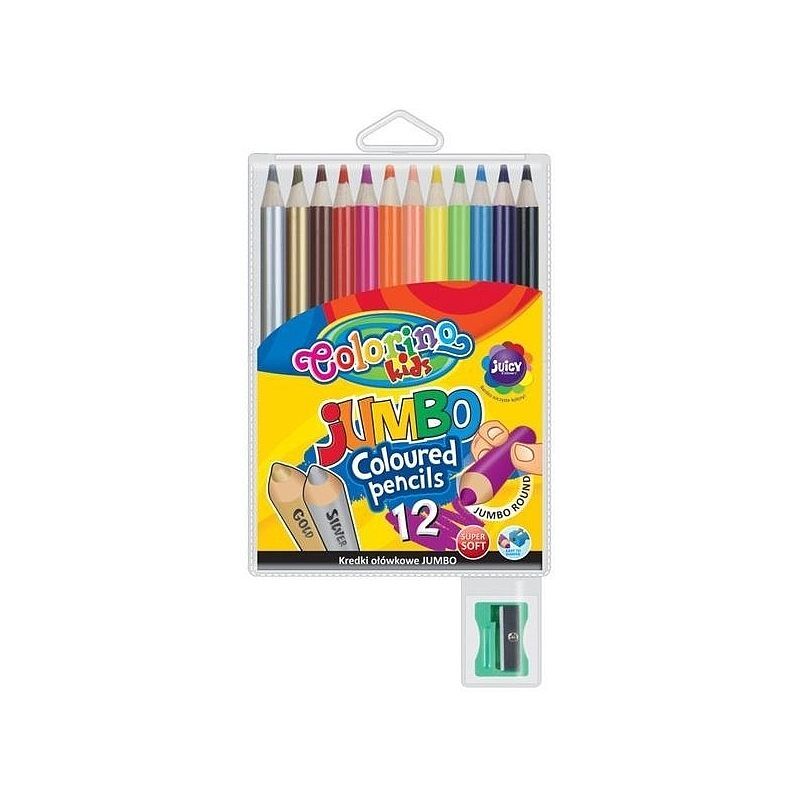Kredki ołówkowe okrągłe jumbo 12 kol colorino kids