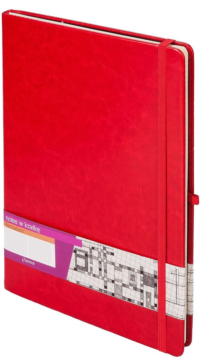 Notes A4 z gumką Formalizm kratka czerwony