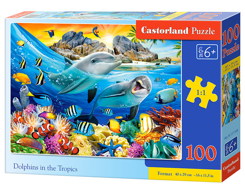 Puzzle 100 delfiny w tropikach b-111169