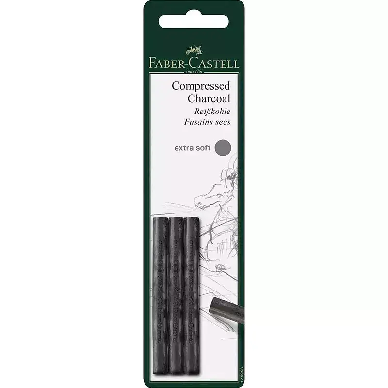 Pitt węgiel rysunkowy extra soft 3 szt. Blister faber-castell