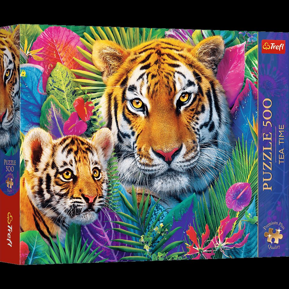 Puzzle 500 Trefl Premium Plus Tea Time Tygrysy w dżungli 37625