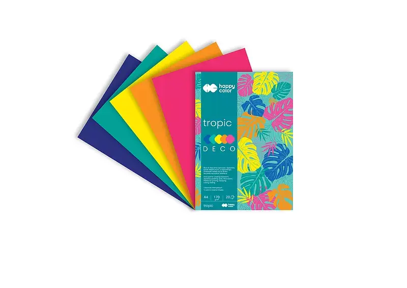 Blok kolorowy a4 20 ark. 170 g/m2 deco tropic happy color 5 kolorów