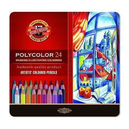 Kredki koh-i-noor polycolor 3824 24 kolory opakowanie metalowe