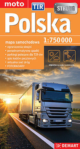 Polska. Mapa samochodowa TIR w skali 1:750 000