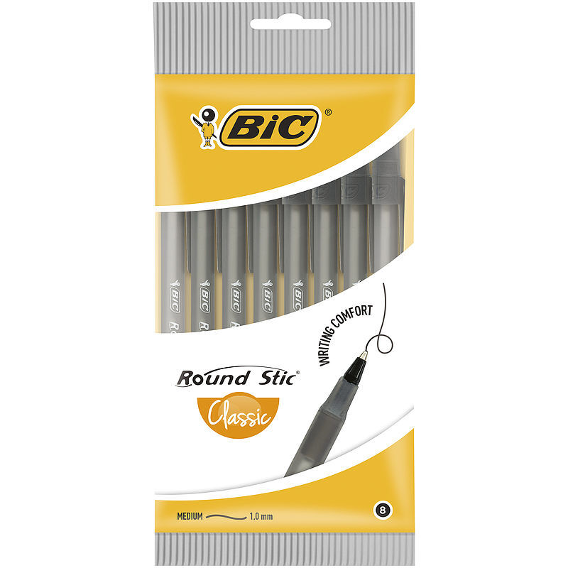 Długopis bic round stic classic czarny pouch 8szt