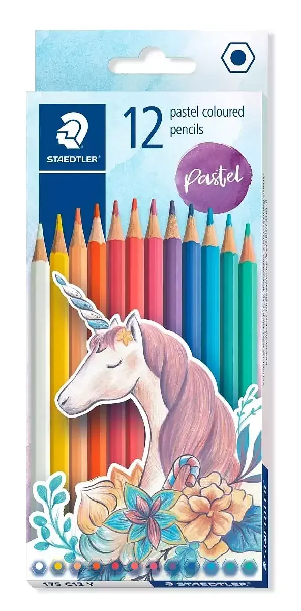Kredki sześciokątne pastel 12 kolorów staedtler