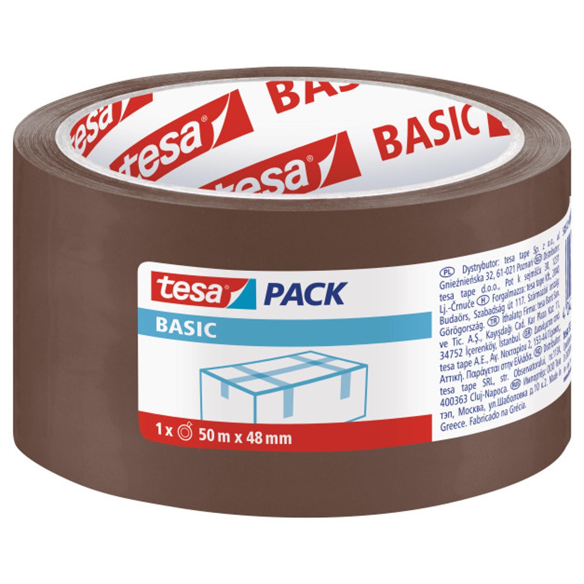 Taśma pakowa Tesapack Basic brązowa 50mx48mm