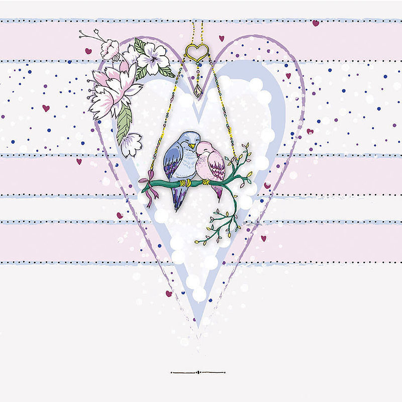 Karnet swarovski kwadrat cl0224 ptaszki w sercu