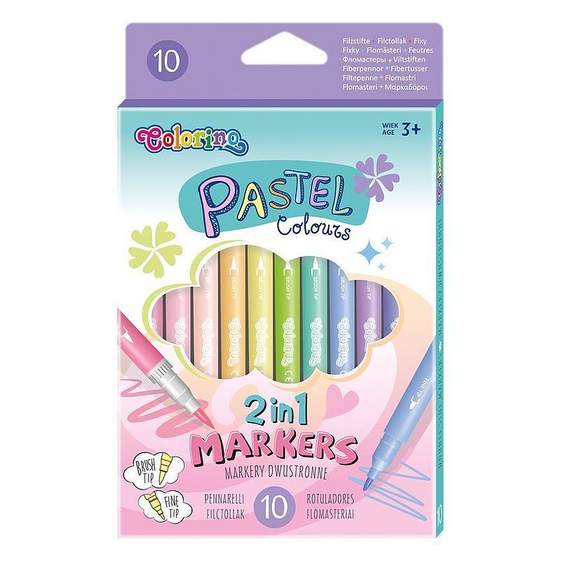 Markery dwustronne Pastel 10 kolorów