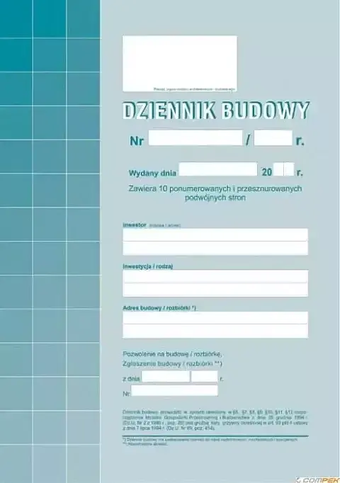 Dziennik budowy a4