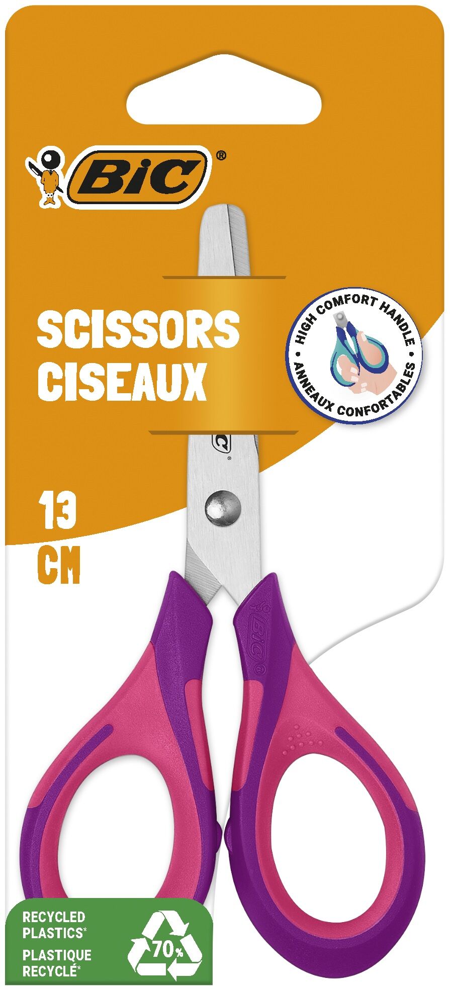 Nożyczki BIC Comfort 13cm blister 1szt.mix