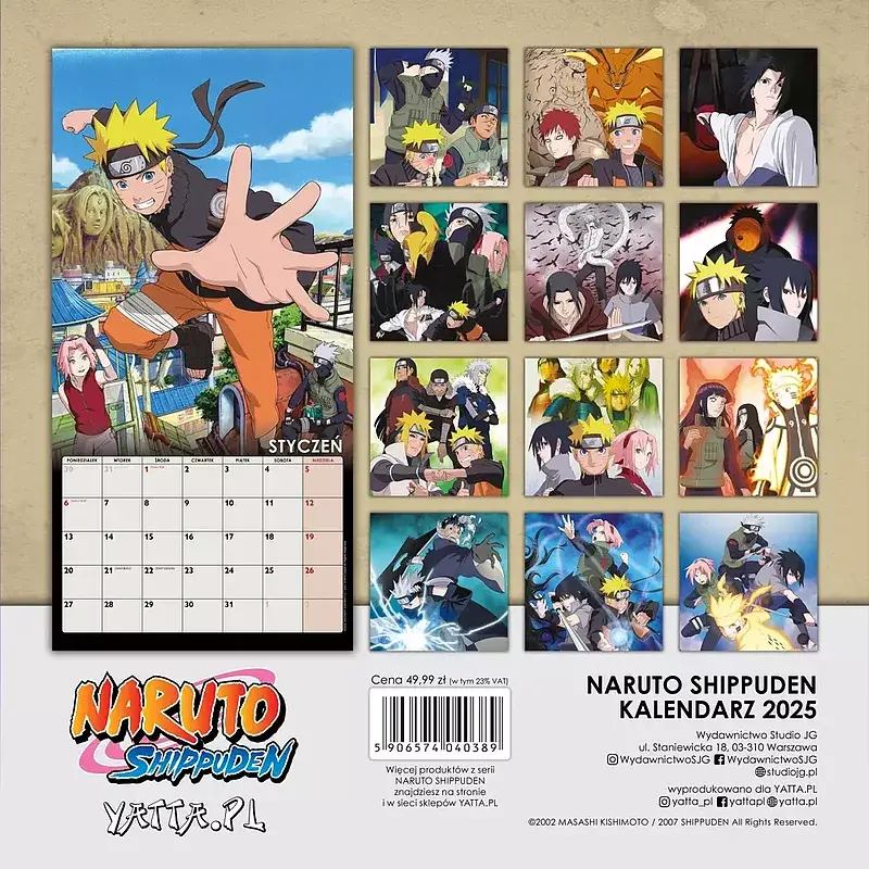 Kalendarz ścienny 2025 Naruto Shippuden