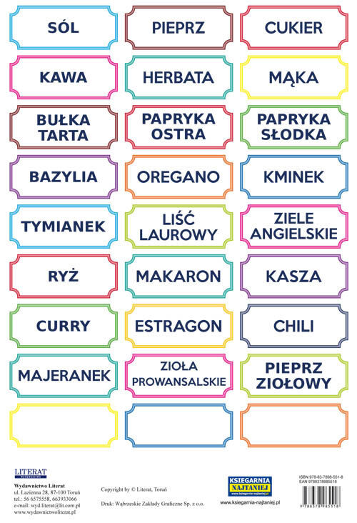 Naklejki Przyprawy (kolorowe)