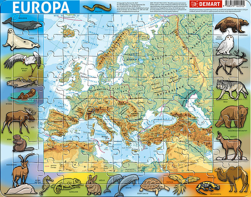 Puzzle ramkowe europa fizyczna
