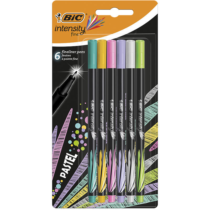 Cienkopisy bic intensity fine mix pastel blister 6 kolorów