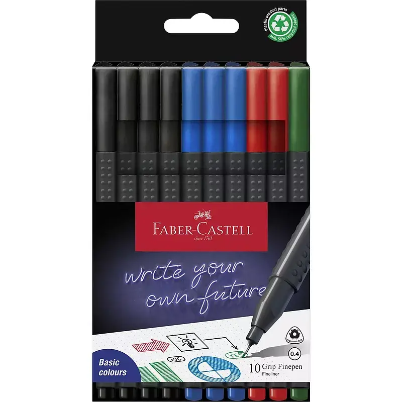 Cienkopisy faber-castell grip 10 szt