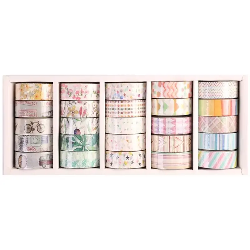 Washi tape narcissus set 4 display mix 25 sztuk