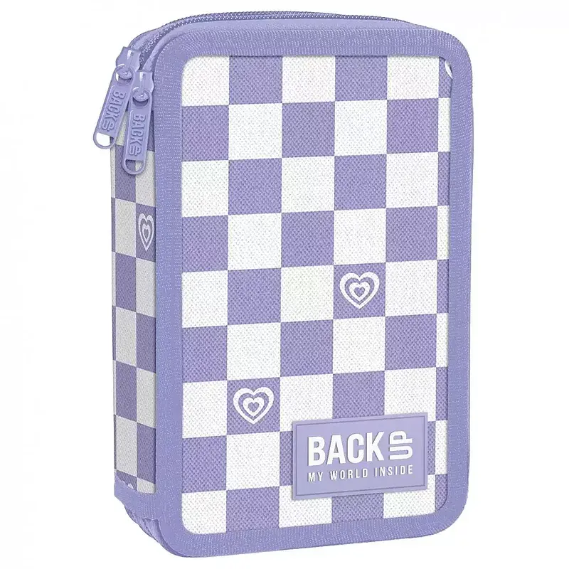 Piórnik 2-komorowy z wyposażeniem backup szachownica fiolet pb6dw29