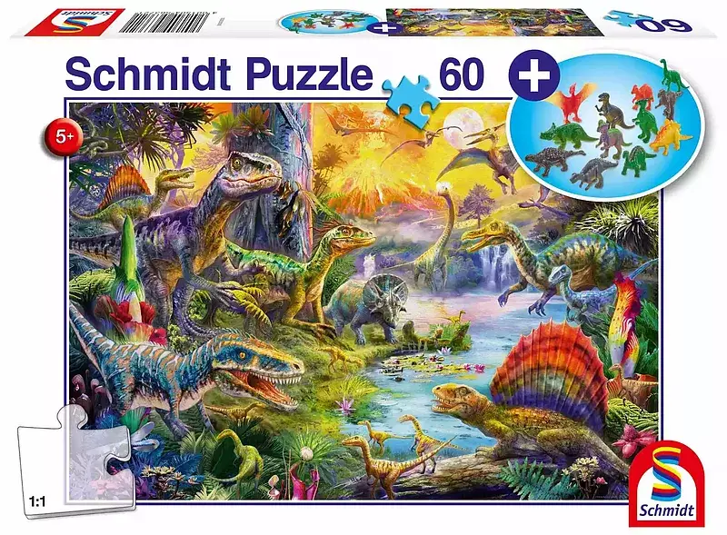 Puzzle 60 dinozaury + zestaw figurek 109398