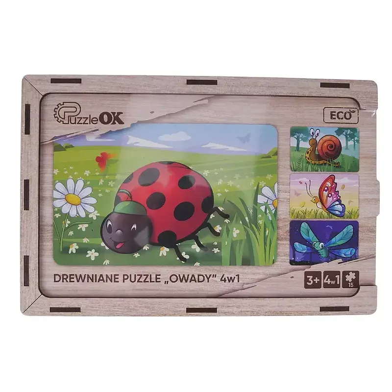 Puzzle 4w1 drewniane owady