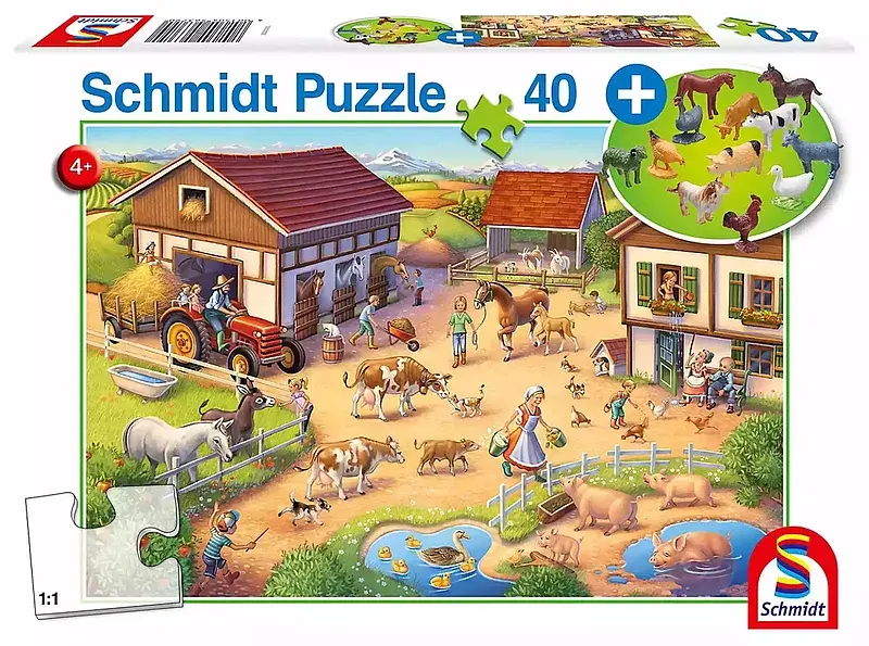 Puzzle 40 farma + figurki zwierząt 109956